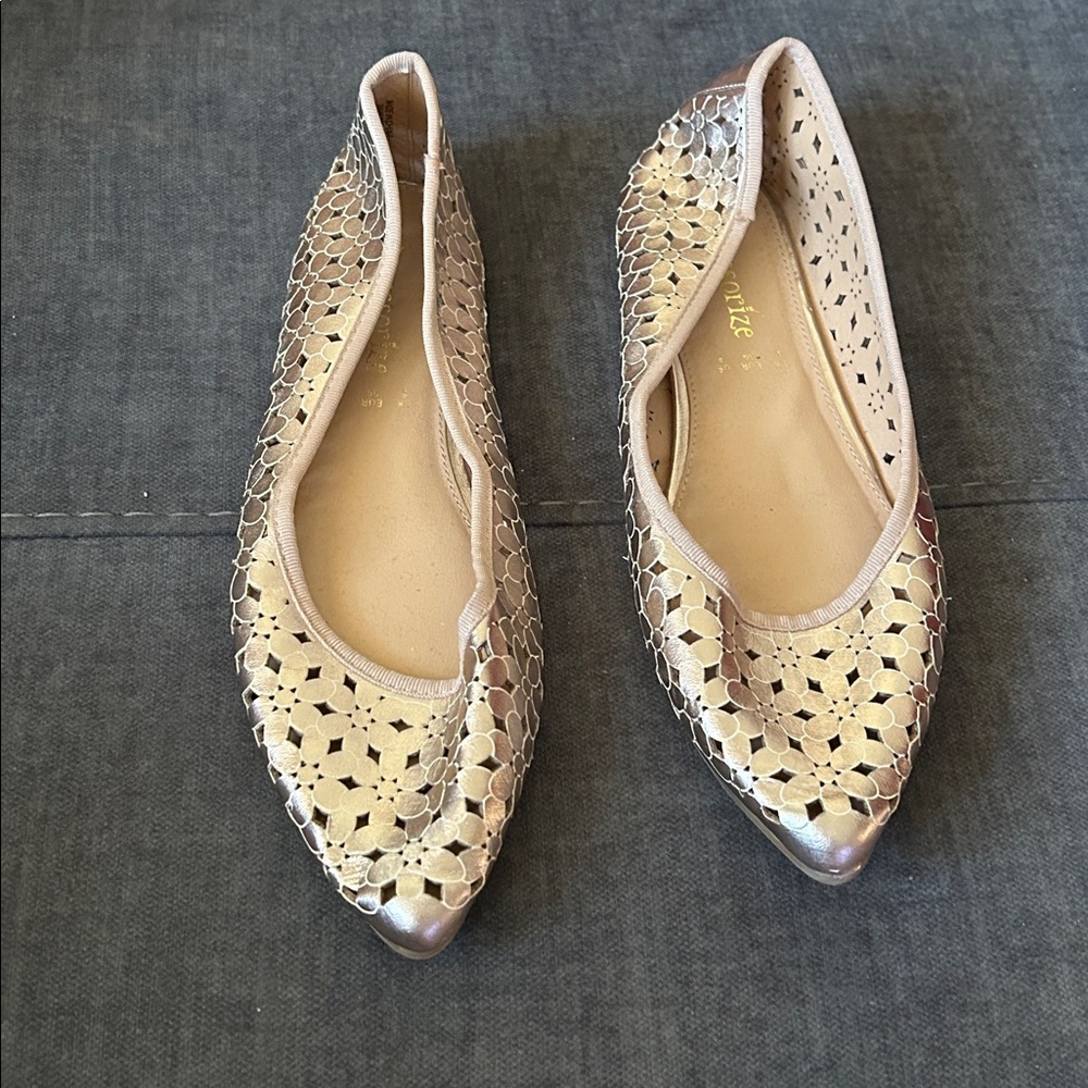 Accessorize Gold Cutout Flats